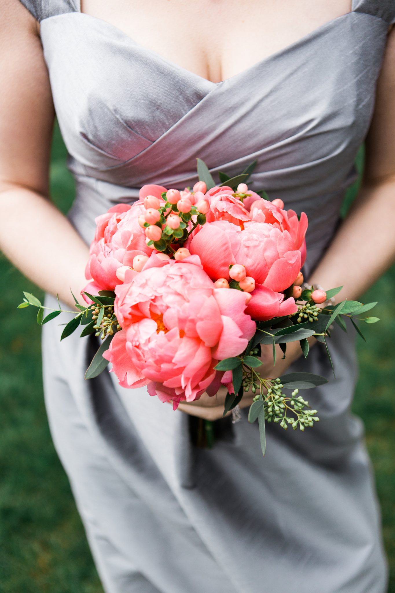 Peach peony bridesmaid bouquet